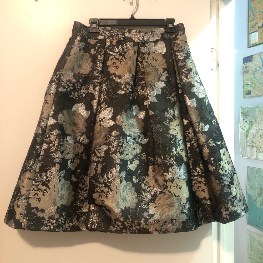 Eliza J brocade midi skirt